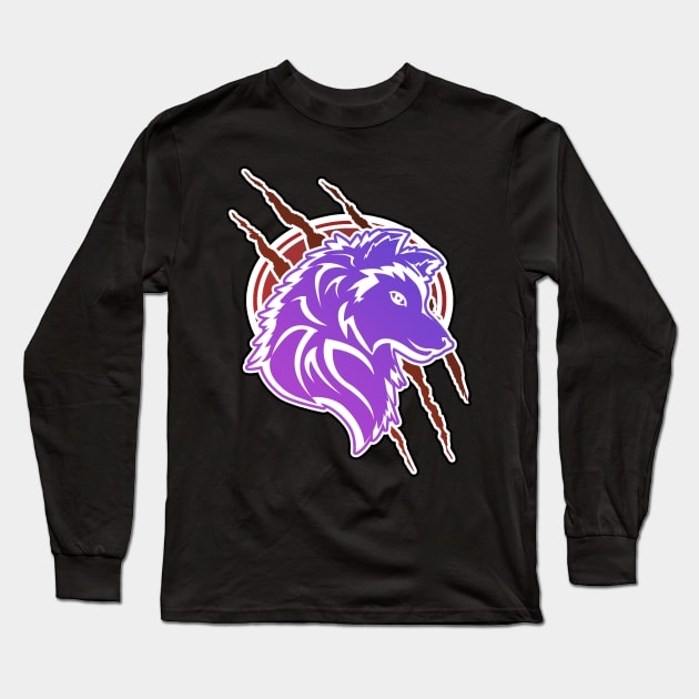 Wild wolf with claws Long Sleeve T-Shirt by Estef Mos Art